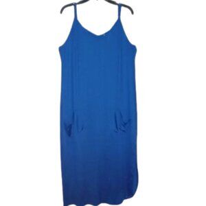 Shenbolen Royal Blue summer V-neck midi dress – size Large – NWT